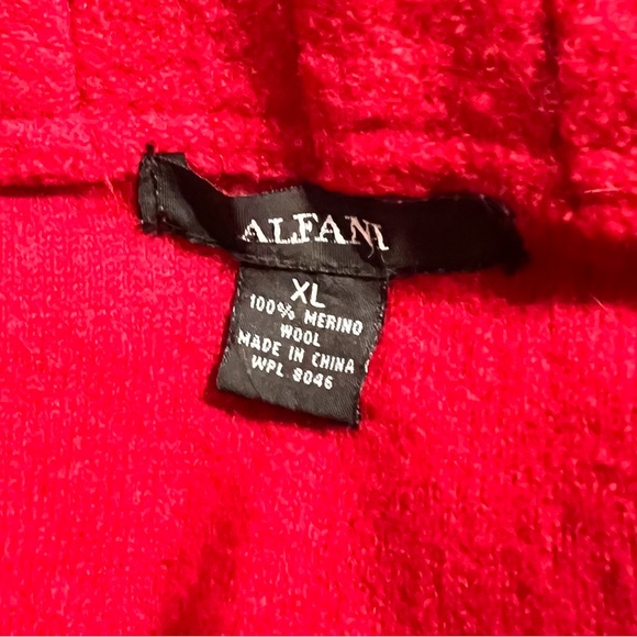 Alfani Red Wool Jacket- Red Wool Coat / round neck button down Size Large - Picture 6 of 12